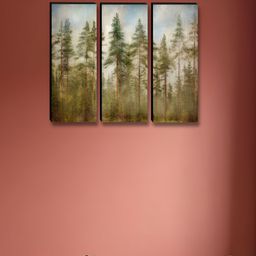 Aura Black & Green 3 Pieces Tree Wall Paintings-image-45