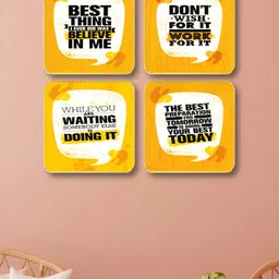 Myntra Elegant Homes Yellow And Black 4 Pieces Motivational Quotes Wood Wall Art-image-38
