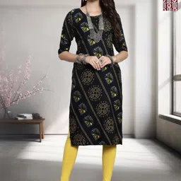 HERE&NOW Selection Of 2 Floral Printed Round Neck Straight Kurta-image-93