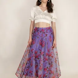 Frolic Rolic Floral Printed Puff Sleeves Ready to Wear Lehenga & Blouse-image-19