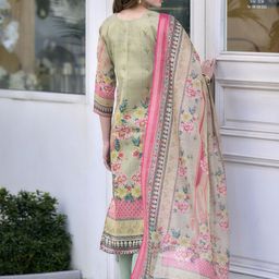 SHREE LAXMINARAYAN EXPORT Women Ethnic Motifs Printed Regular Thread Work Kurta with Trousers & With Dupatta image 3