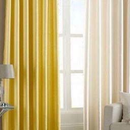 BELLA TRUE Yellow & Cream 2 Pieces Long Door Curtains-image-56