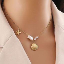 Estailo fashion Gold-Plated Pearls Baeded Statement Necklace-image-29