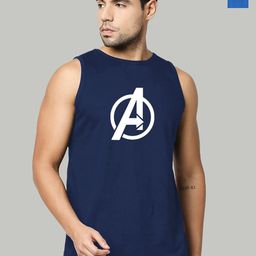Organic Chics Pack Of 2 Printed Cotton Tanks Navy Avenger-Royal DC _S-image-97