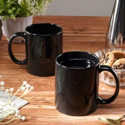 Aura Black Solid Ceramic Glossy Mugs Set of Cups and Mugs-49