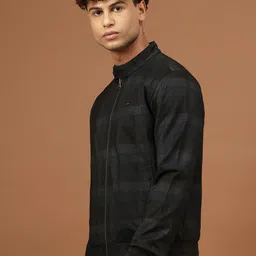 Richlook Men Mock Collar Checked Casual Bomber Reversible Jacket image 3