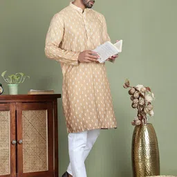 Anouk Floral Printed mandarine collar Sequinned straight Kurta with Pyjamas-picture-44
