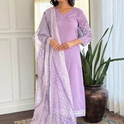 SHREE KHODAL FASHION Women Embroidered Thread Work Kurta with Trousers & Dupatta-picture-8