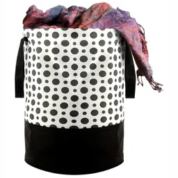 Aura Black & White Polka Dot Printed Foldable Laundry Bags - 45L-52