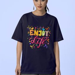 Reifica Women Typography Printed Drop-Shoulder Sleeves Pockets T-shirt-image-54