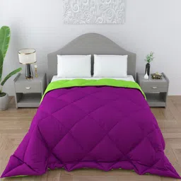 CHICERY Green & Purple Microfiber AC Room Single Bed Comforter-image-69