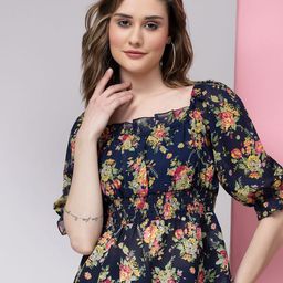 KASSUALLY Floral Print Smocking Top-image-58