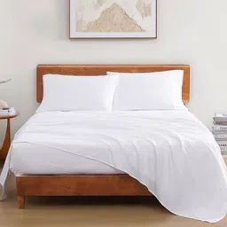 LANE LINEN White 144 TC Queen Bedsheet with 2 Pillow Covers-picture-13
