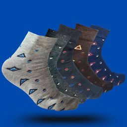 MJE 5-Pcs Patterned Cotton Ankle Length Socks-image-52