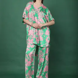 Tamiska By Narendra Kumar Printed Mandarin Collar Top With Trousers Co-Ords-picture-36
