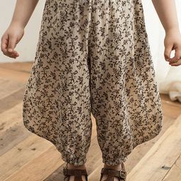 LULU & SKY Girls Floral Printed Tapered Fit High-Rise Culottes Trousers-image-18
