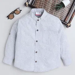 BAATCHEET Boys Relaxed Fit Abstract Printed Mandarin Collar Cotton Casual Shirt-10