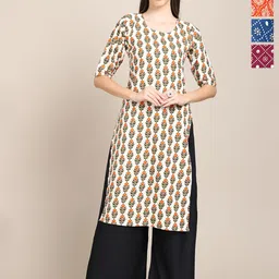 Anouk Rustic Women Pack Of 4 Ethnic Motifs Printed Straight Kurta-image-61
