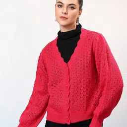 Stylecast X Kotty Women Self Design Cardigan Sweater-image-38