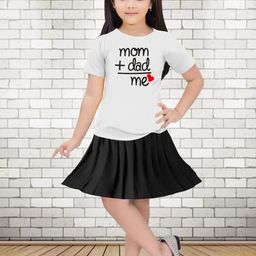MGRS Girls White & Black Printed T-shirt with Skirt-picture-27