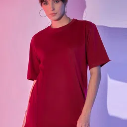DIMPY GARMENTS Round Neck Cotton Oversized T-shirt-image-3