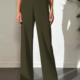 KERI PERRY Women Solid Relaxed Straight Leg Wrinkle Free Trousers-image-46
