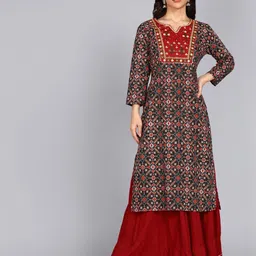 Jaipurite Women Floral Embellished Daily Straight Kurta-picture-7