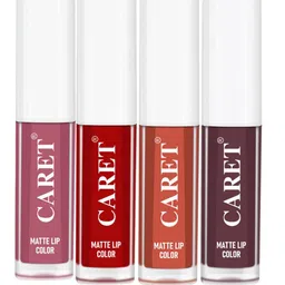 CARET ORGANIC Set Of 4 Super-Pigmented Liquid Matte Lipsticks - 8 ml Each - 2 - 3 - 6 - 7-8