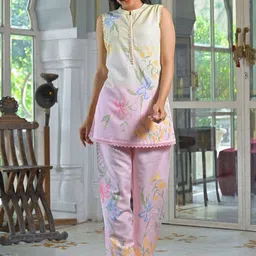 AARAAS Floral Printed Mandarin Collar Pure Cotton Tunic & Trouser-picture-6