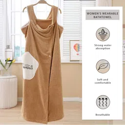 HOUSSE Beige & White Water Absorbent Bathrobe-image-98