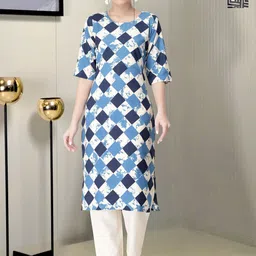 HERE&NOW Women Pack Of 2 Geometric Printed Kurta with Trousers-image-79