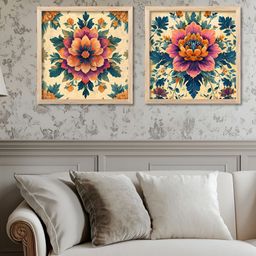 Kotart Brown & Pink Set of 2 Piece Wood Floral and Botanical Wall Paintings-picture-2