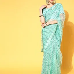 DIVASTRI Embellished Sequinned Net Designer Saree-image-86
