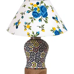 Aura White & Blue Frustum Shaped Wooden Table Lamp-picture-38