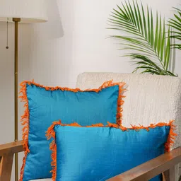 India Circus by Krsnaa Mehta Blue & Orange Square Cushion Covers-37