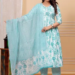 SHALIG Women Floral Printed Anarkali Kurta with Trousers & Dupatta-51
