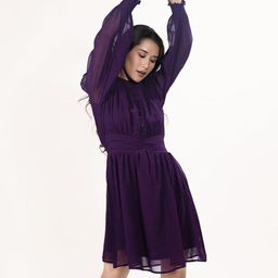 Zink London Women Pleated Fit & Flare Dress-image-18
