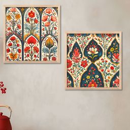 Kotart Brown & White Set of 2 Piece Wood Abstract Wall Paintings-picture-17