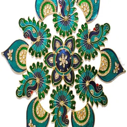 Kala Samarpan Blue & Green Metal Rangoli With Centerpiece-20