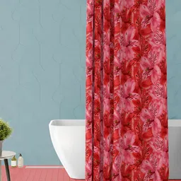 ArtzFolio Red & Pink Printed Waterproof Shower Curtain-4