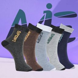 MJE Unisex Pack Of 5 Printed Anti-Odour Ankle-Length Socks-image-77