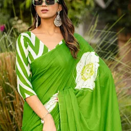 Anouk Rustic Floral Block Print Saree-18