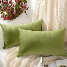 Shadowkart 2 Pieces Fibre Filled Faux Velvet Ultra Soft Sleep Pillow-image-48