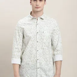 Turtle Men Relaxed Slim Fit Abstract Printed Spread Collar Cotton Casual Shirt-image-96
