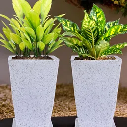 RUBOXA Marble Tower 2-Pcs White UV-ProtectedPlanters-24