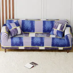 Lukzer Multicoloured Printed Polyester 1 Piece Sofa Cover With Arms-13