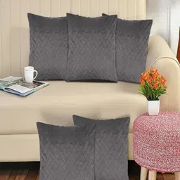 Myntra Elegant Homes Grey 5 Pieces Geometric Printed Square Cushion Covers-picture-46