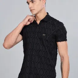 FABRIPPLE Men Classic Fit Spread Collar Textured Casual Shirt-picture-16