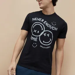 SmileyWorld Men Typography Printed Round Neck Cotton T-shirt-image-55