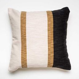 Aura Beige & Black Striped Square Cushion Cover-image-79